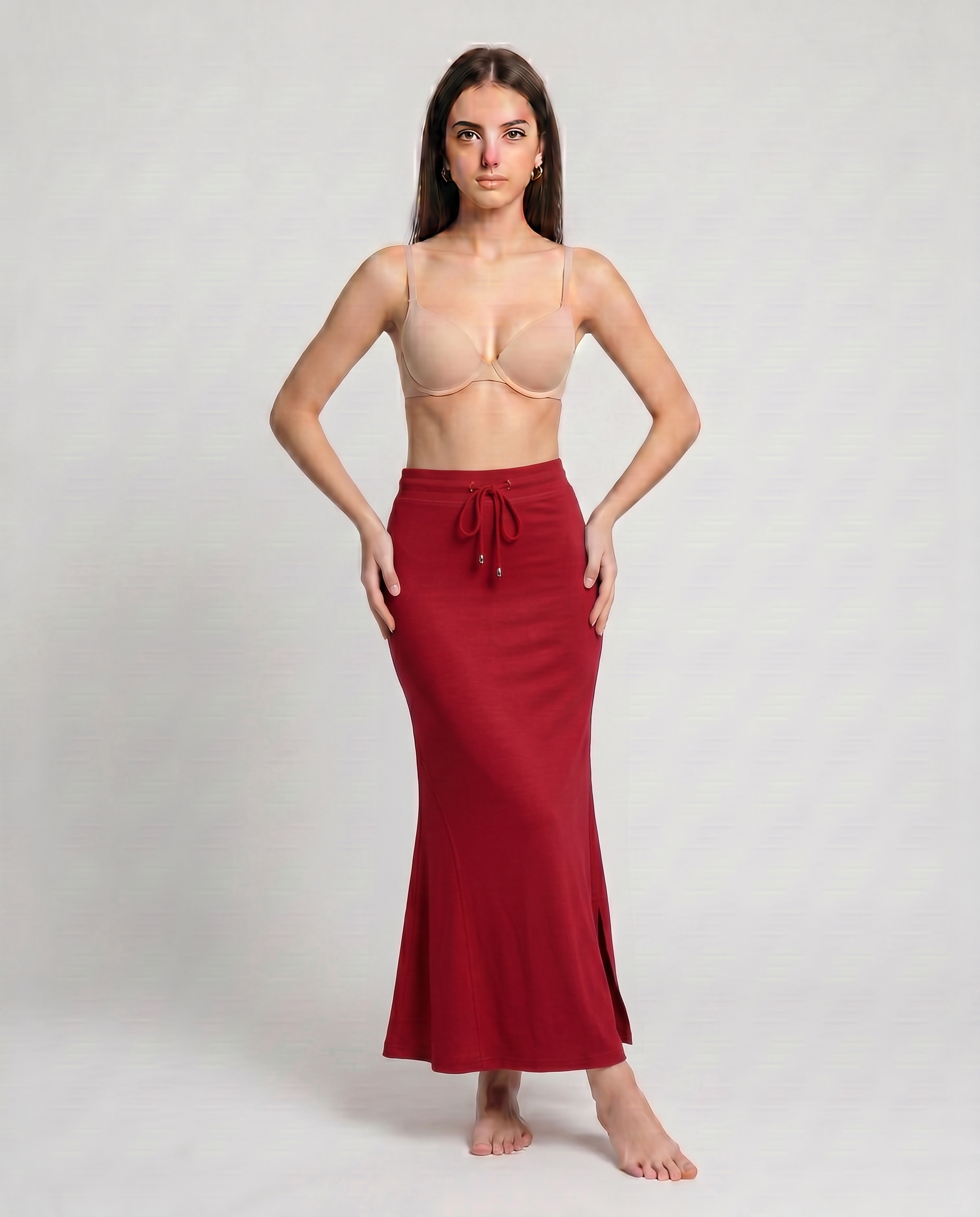 Sanado Fishcut Saree Shapewear - Red