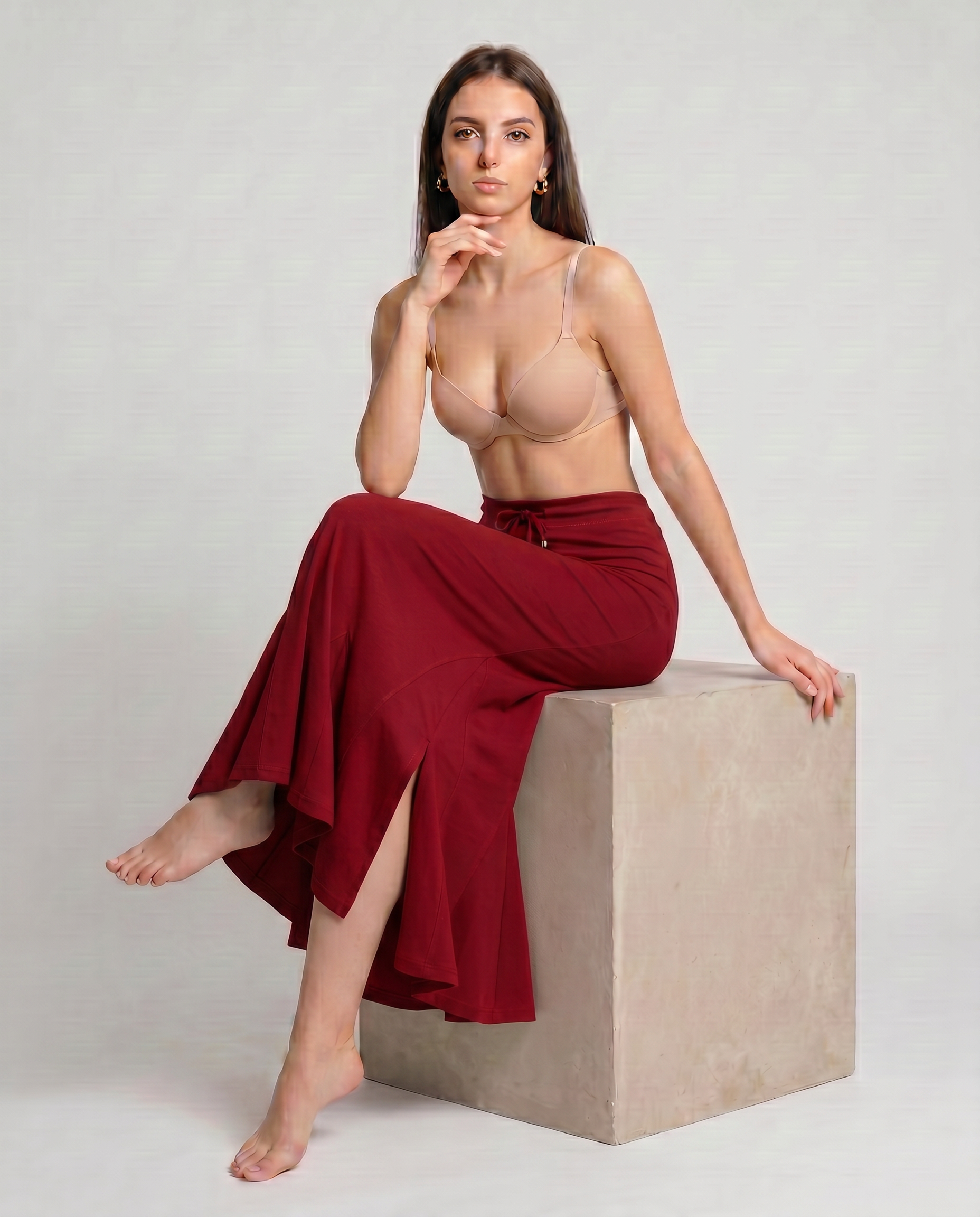 Sanado Fishcut Saree Shapewear - Red