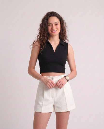 Sleeveless Collar Top
