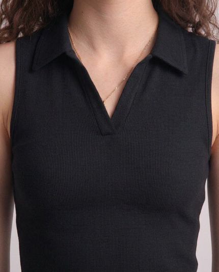 Sleeveless Collar Top